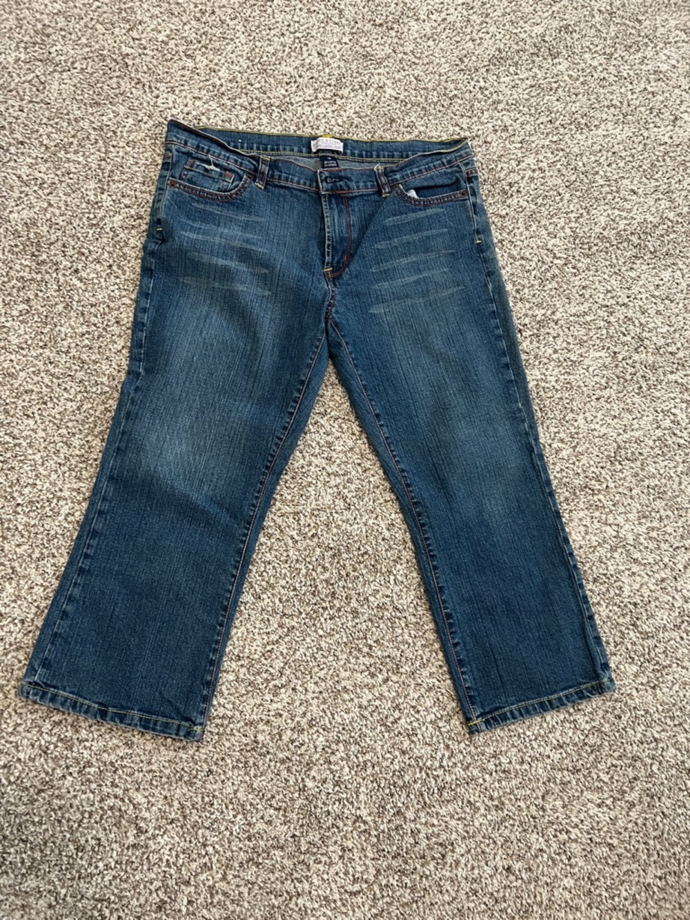 Steve & Barry's Dark Blue Stretch Cropped Women's Jeans Y2K